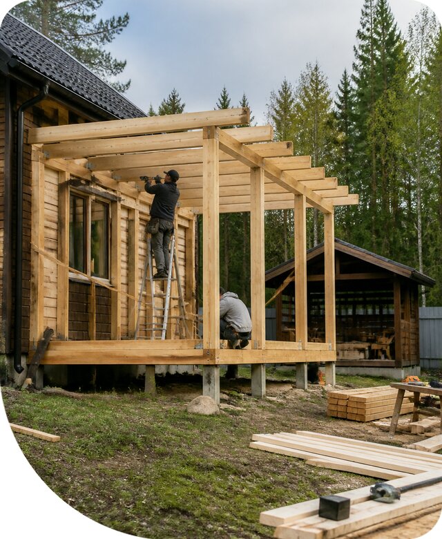 Строительство пристроек и построек на участке в Шелехове