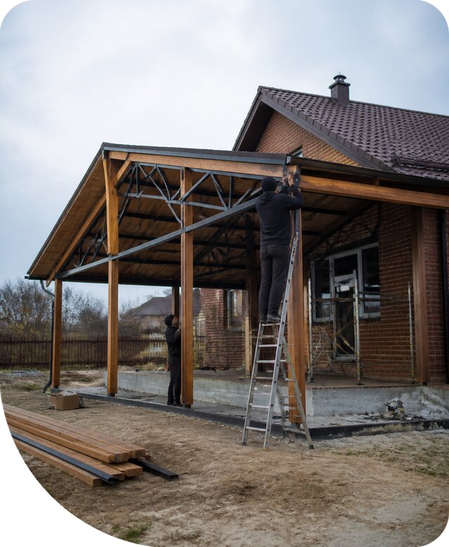 Пристройка навеса к дому и участку в Шелехове под ключ